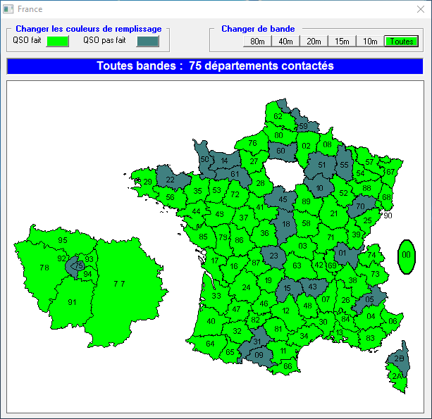 64 Département en 80m et 31 en 40m soit 75 au total 64 Département en 80m et 31 en 40m soit 75 au total