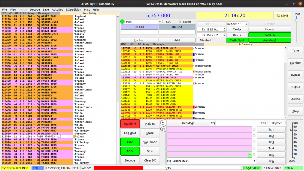 Contact FT8 60 m avec JTDX Contact FT8 60 m avec JTDX