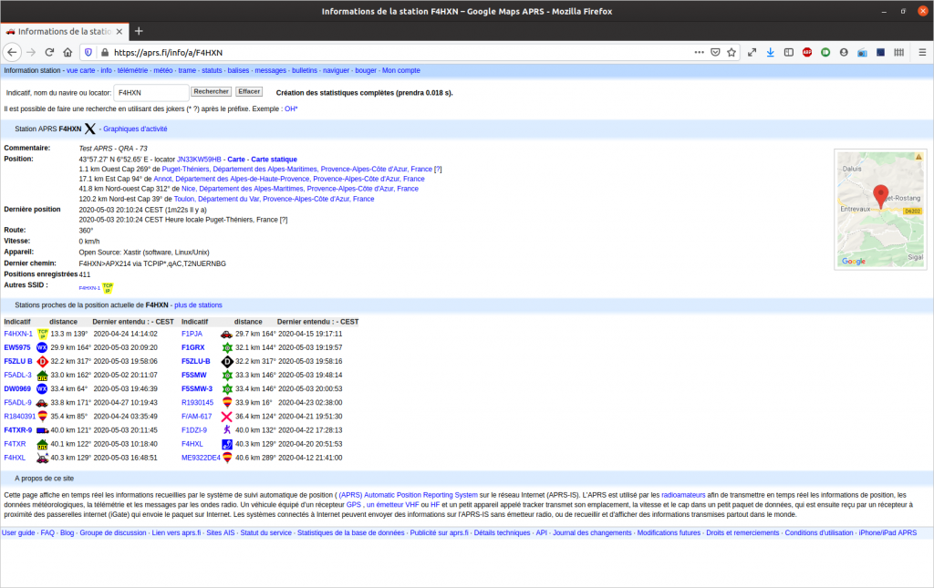Details sur aprs.fi Details sur aprs.fi