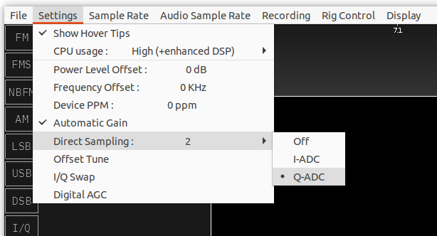 Configuration pour réception HF Configuration pour réception HF