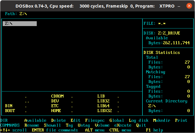 XTreePro 1.1 sous DOSBox XTreePro 1.1 sous DOSBox