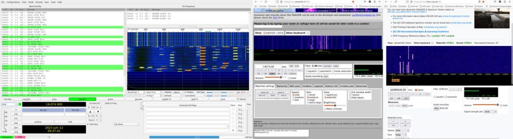 Exemple de réception FT8 sur Websdr et Wsjtx sur le même pc