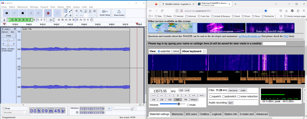 Audacity enregistre l'audio d'un Websdr Audacity enregistre l'audio d'un Websdr