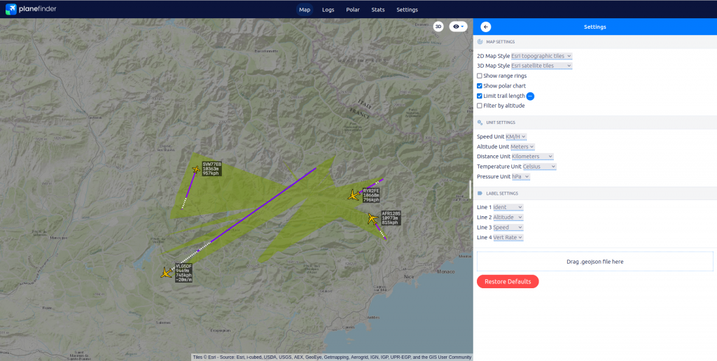 Le résultat sur PlaneFinder : http://localhost:30053/ Le résultat sur PlaneFinder : http://localhost:30053/