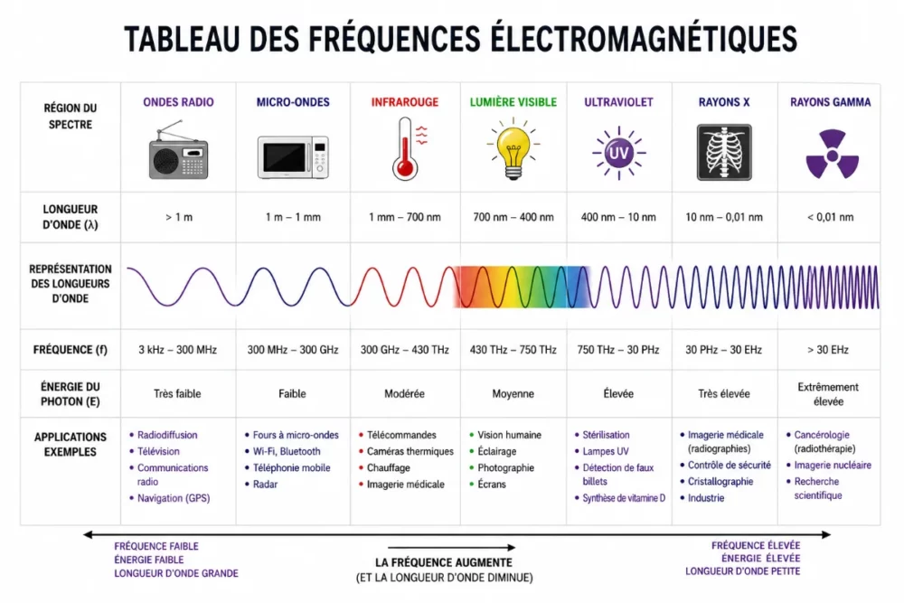 Tableau des fréquences électromagnétiques