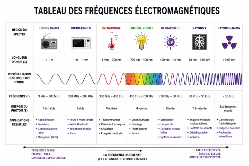 Tableau des fréquences électromagnétiques